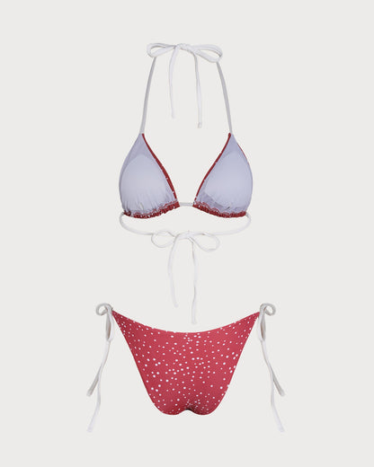 Kırmızı Puantiyeli Bikini Takımı