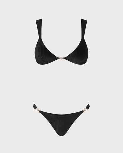 Siyah V Yaka Bralet Bikini Takımı