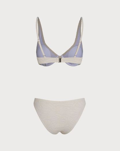 Bej Jakarlı Balenli Bikini Takımı