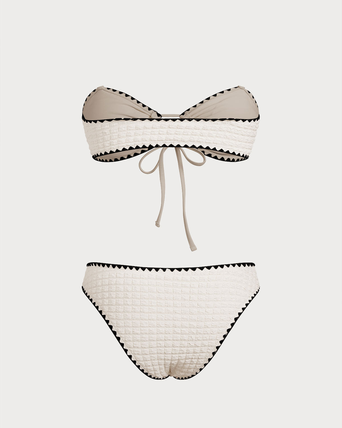 Beyaz Kontrast Bandeau Bikini Takımı