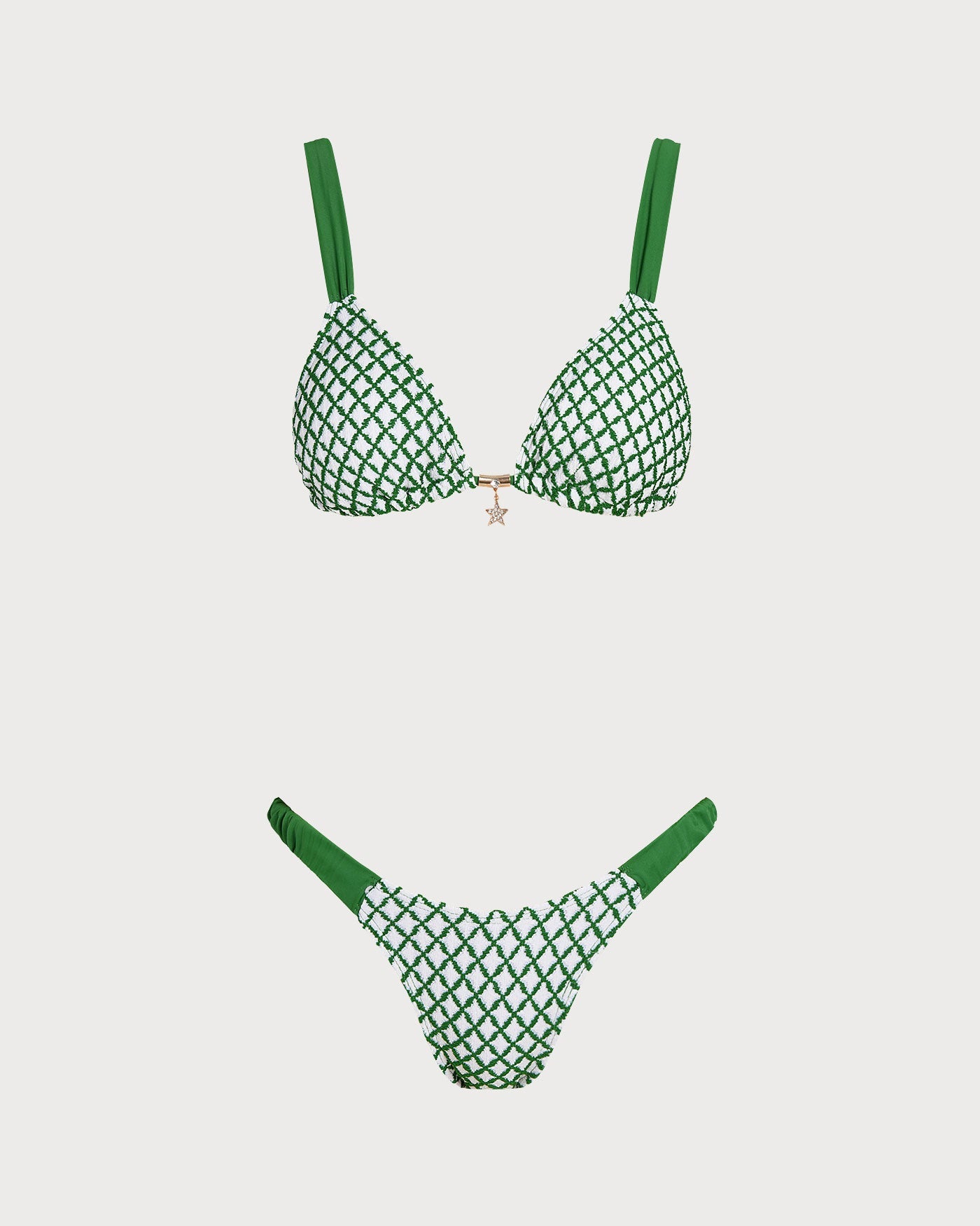 Yeşil Ekoseli Üçgen Bikini Takımı