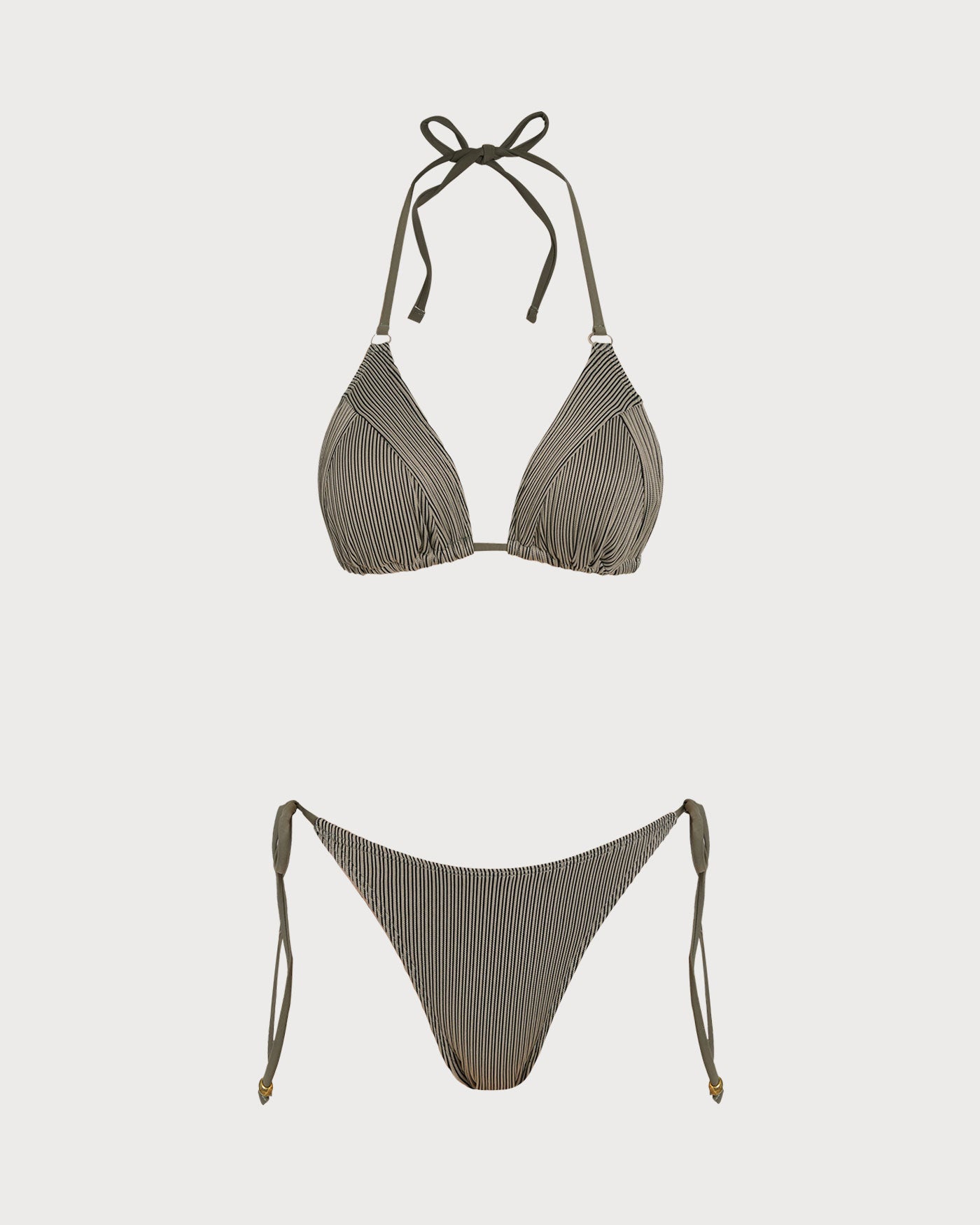 Yeşil Çizgili Üçgen Bikini Takımı