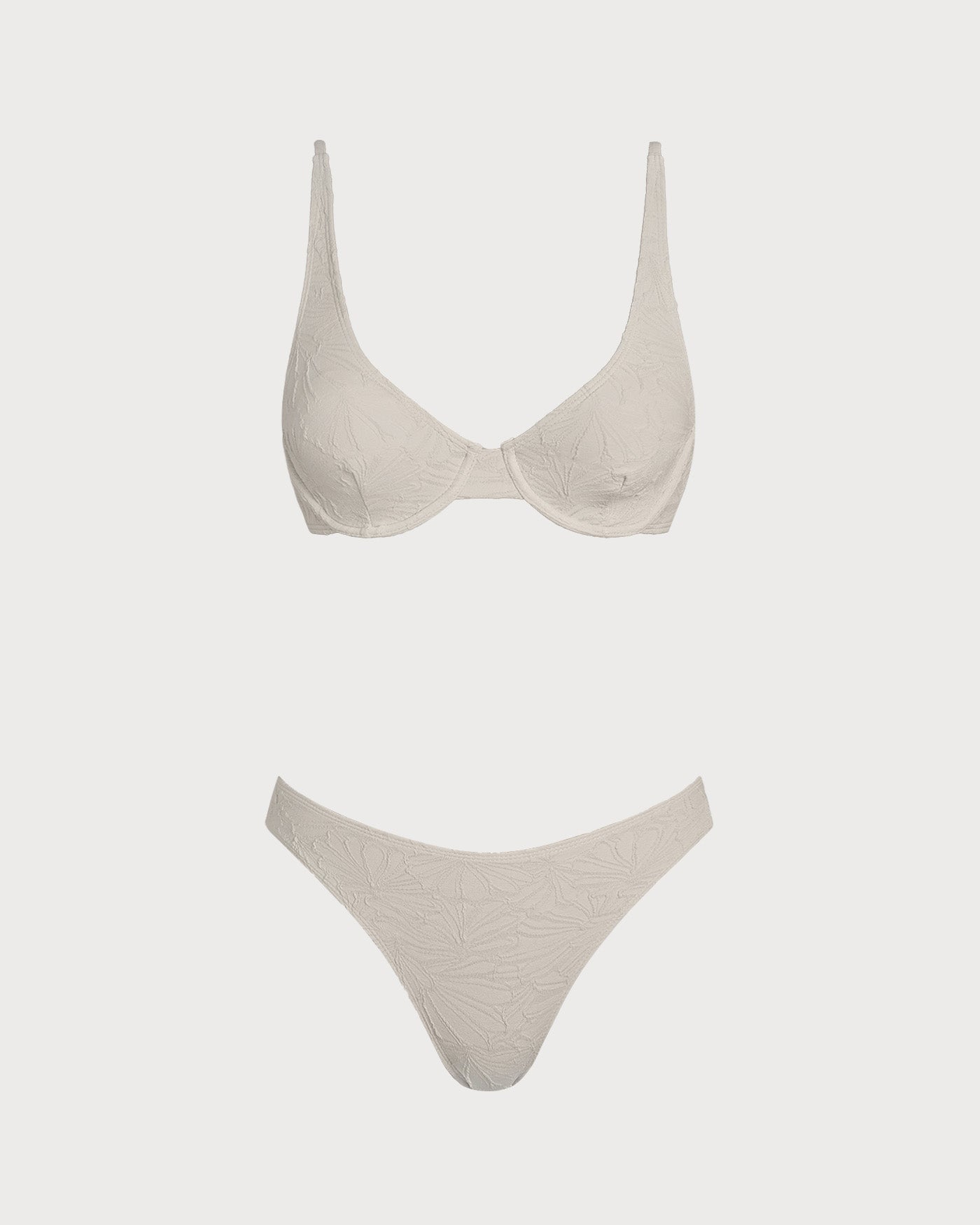 Bej Jakarlı Balenli Bikini Takımı