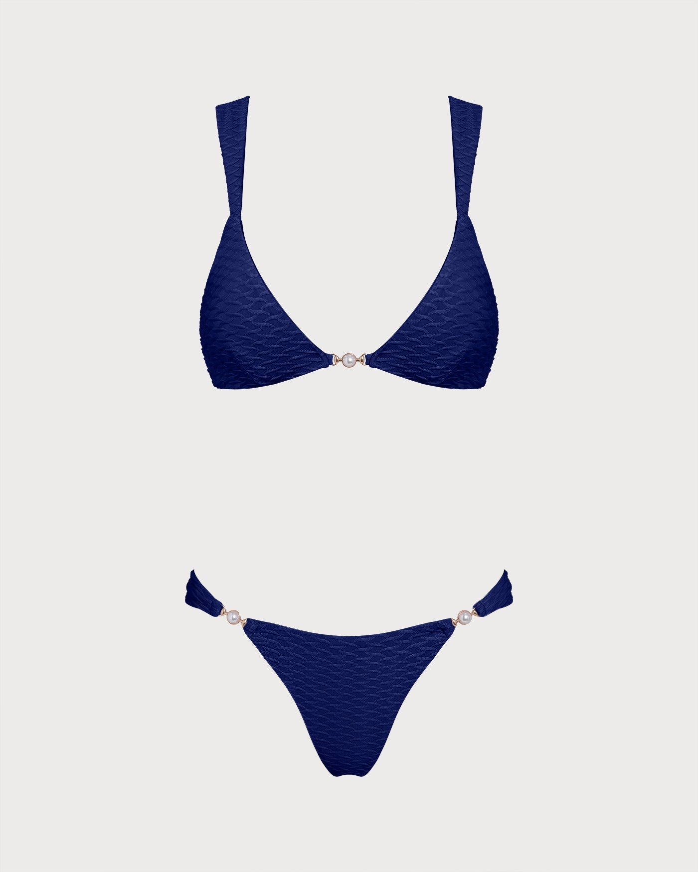 Saks Mavisi Dokulu Üçgen Bikini Takımı