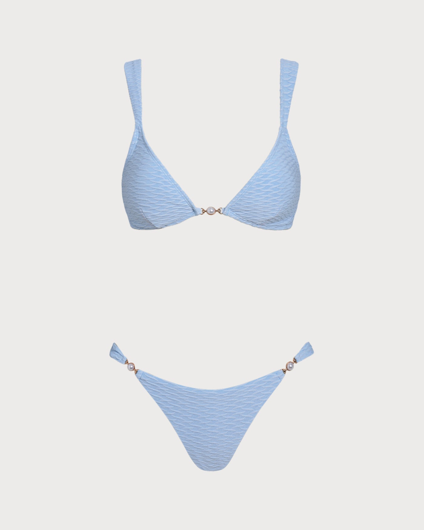 Mavi Dokulu Üçgen Bikini Takımı