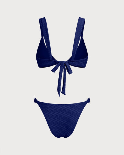 Saks Mavisi Dokulu Üçgen Bikini Takımı