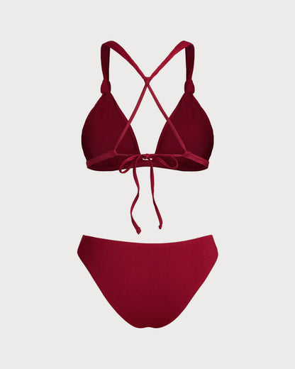 Kırmızı Bralet Büzgülü Bikini Takımı