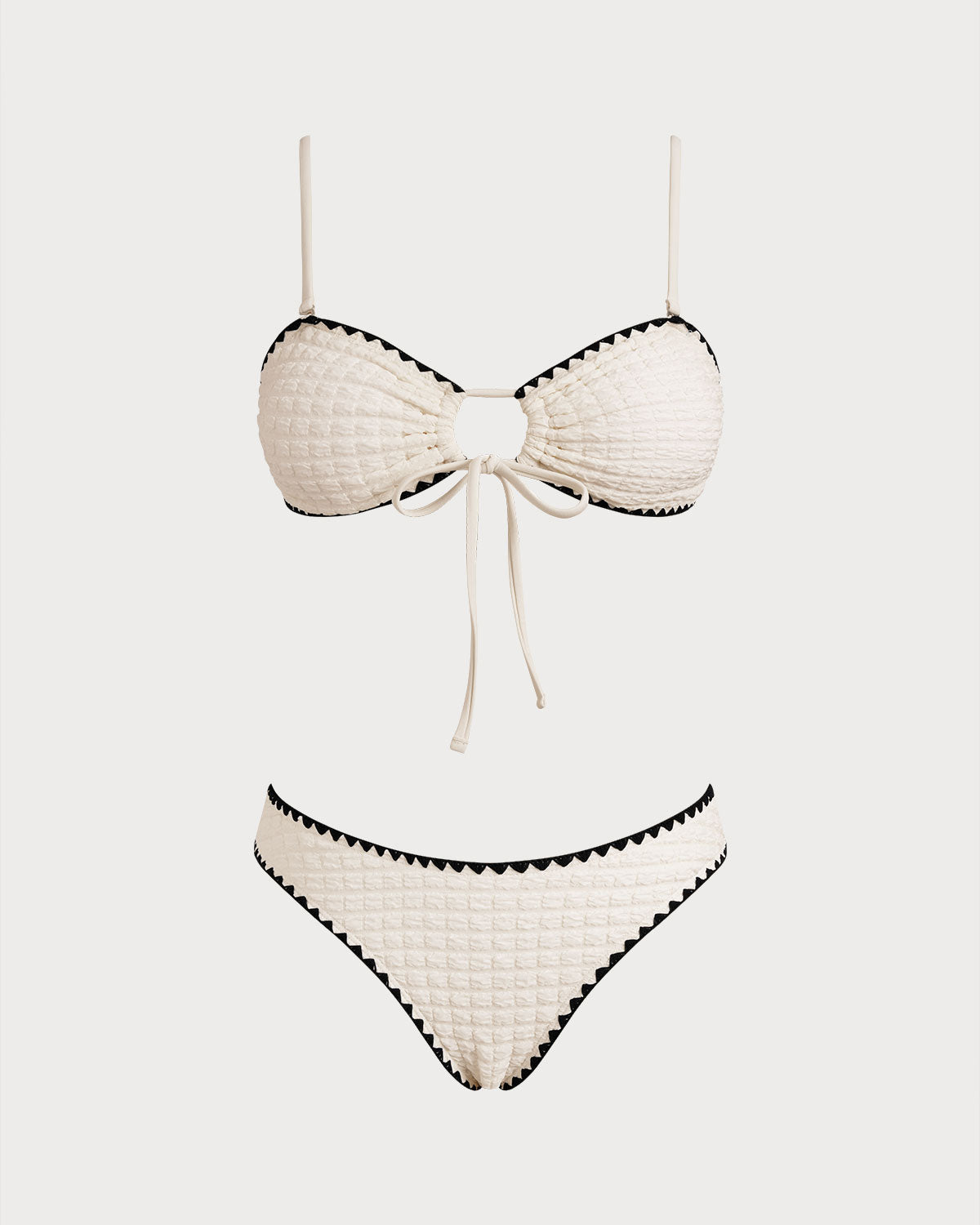Beyaz Kontrast Bandeau Bikini Takımı
