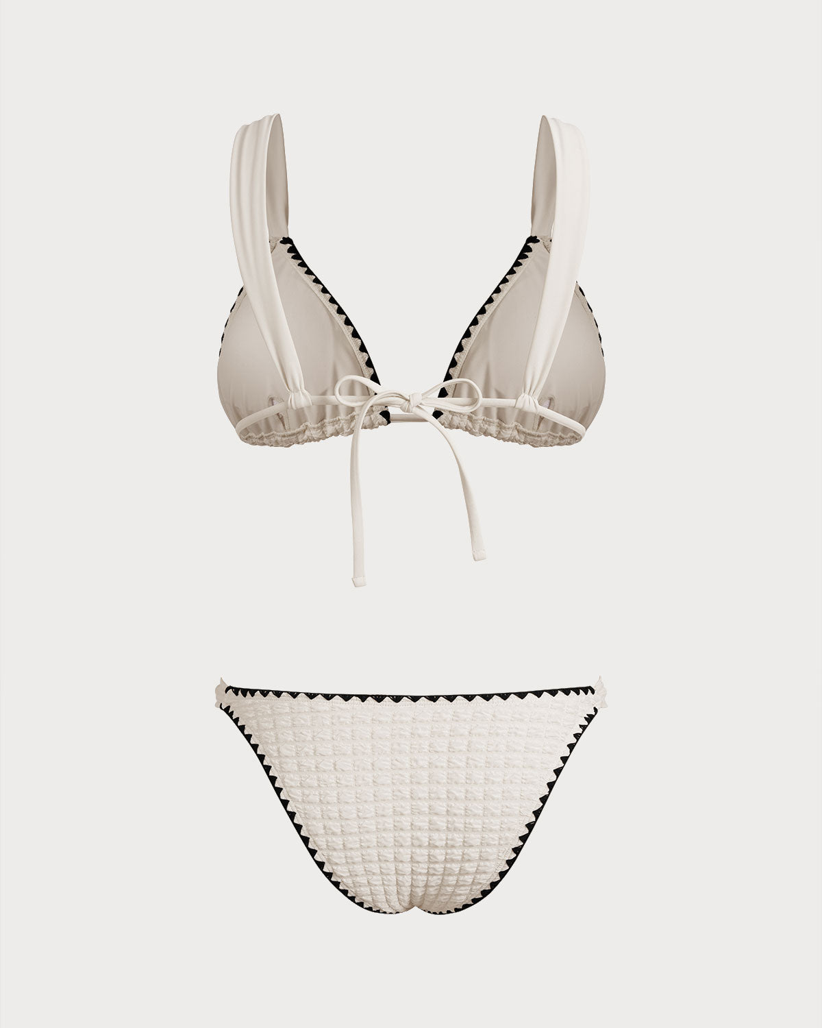 Beyaz Kontrast Üçgen Bikini Takımı