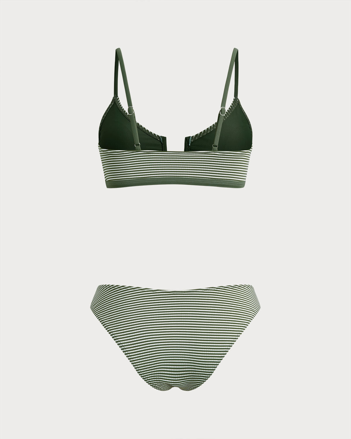 Asker Yeşili Çizgili Bralet Bikini Takımı