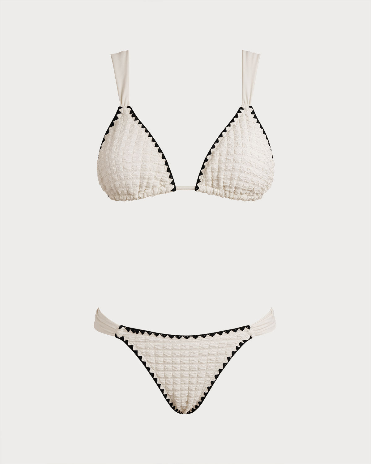 Beyaz Kontrast Üçgen Bikini Takımı