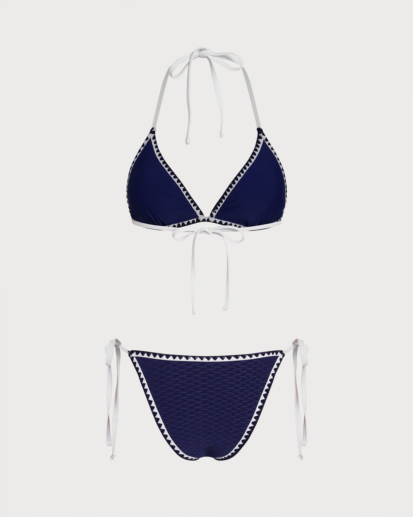 Mavi Büzgü Bağlamalı Üçgen Bikini Takımı