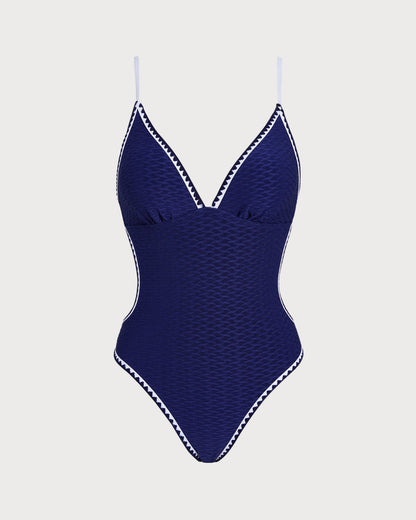 Mavi Çapraz Bralet Tek Parça Mayo Swimwear