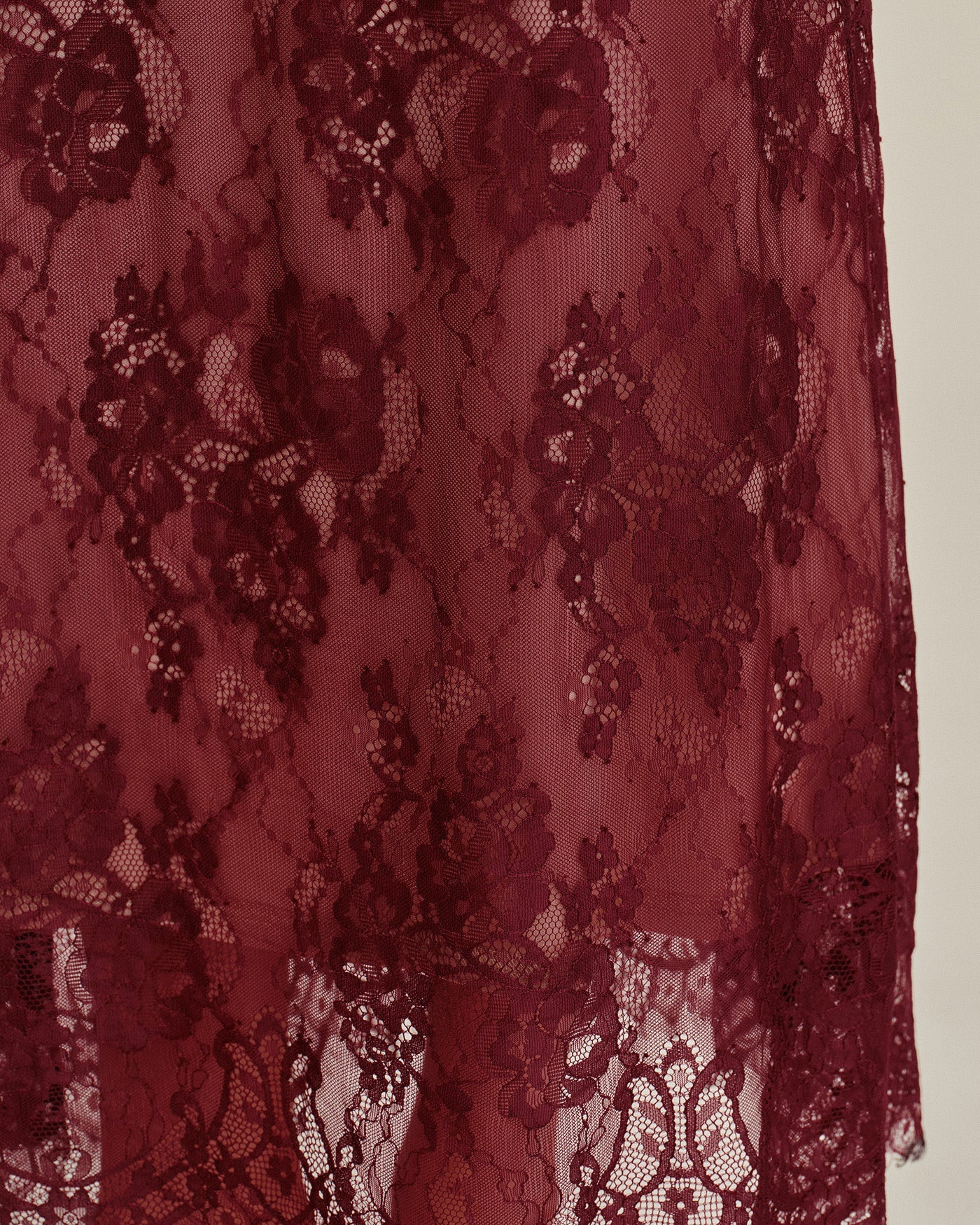 Bordo Dantelli Slip Maxi Elbise
