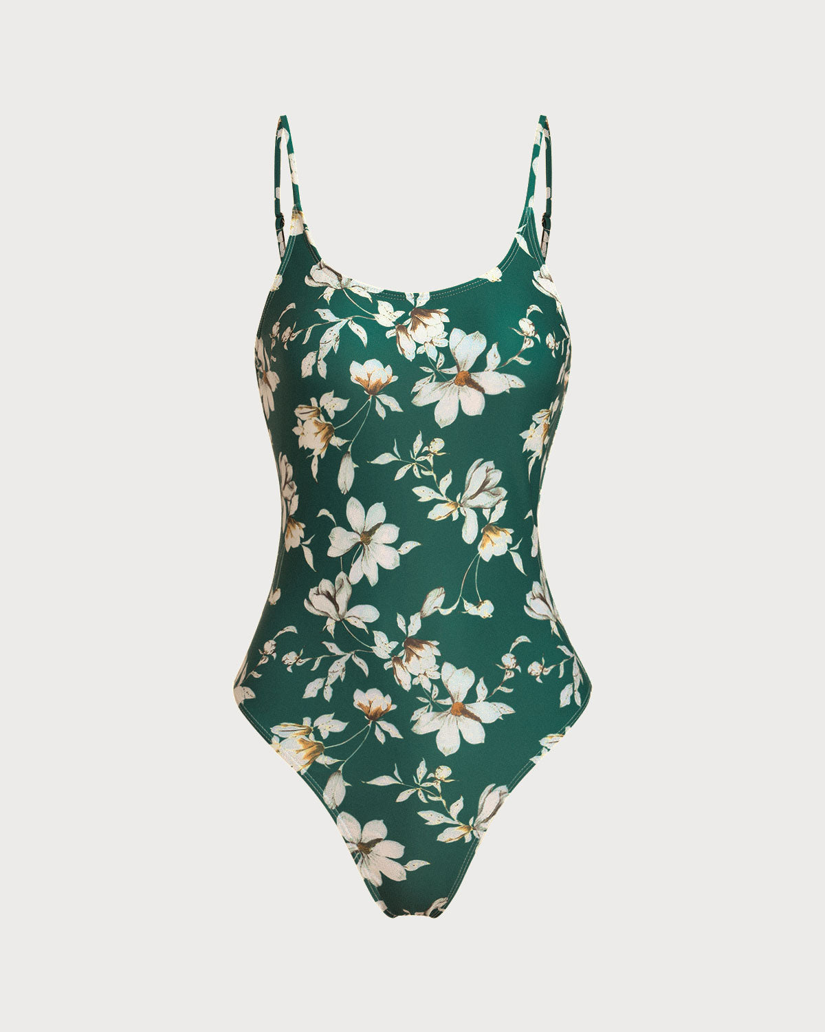Yeşil Çiçek Desenli Sırtı Açık Tek Parça Mayo Swimwear
