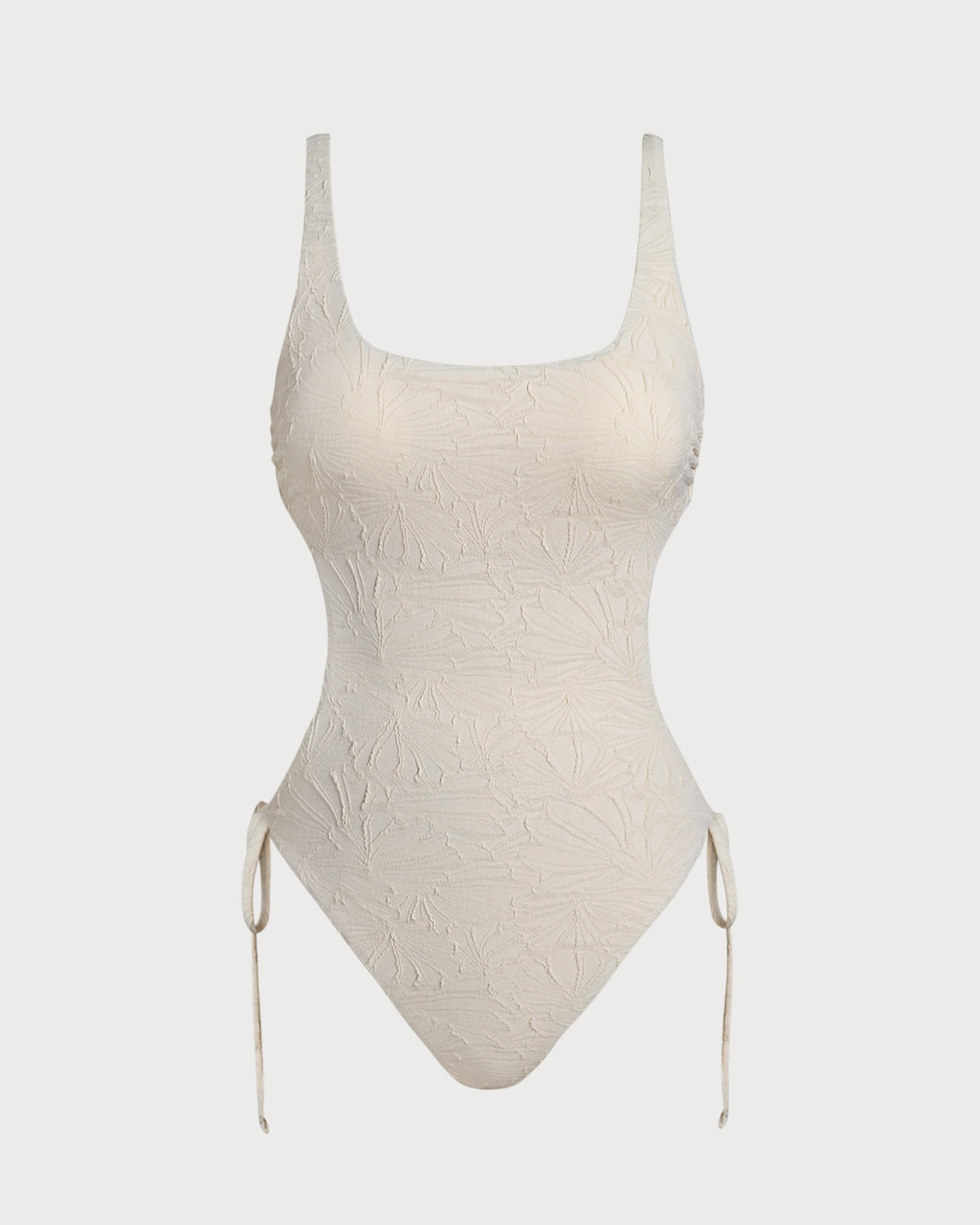 Kırık Beyaz Dokulu Bralet Tek Parça Mayo Swimwear