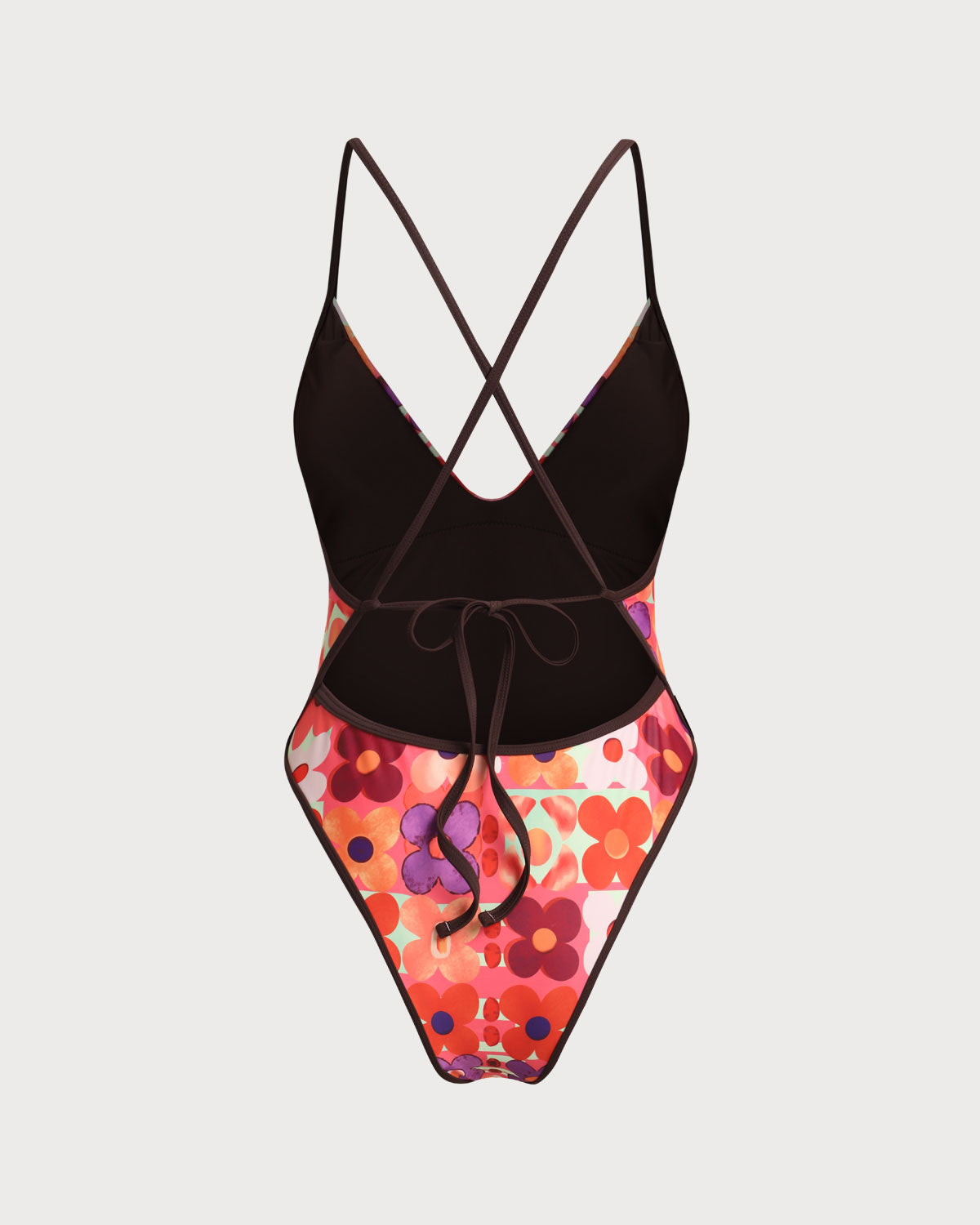 Kırmızı Çiçek Desenli Corset One-Piece Swimsuit
