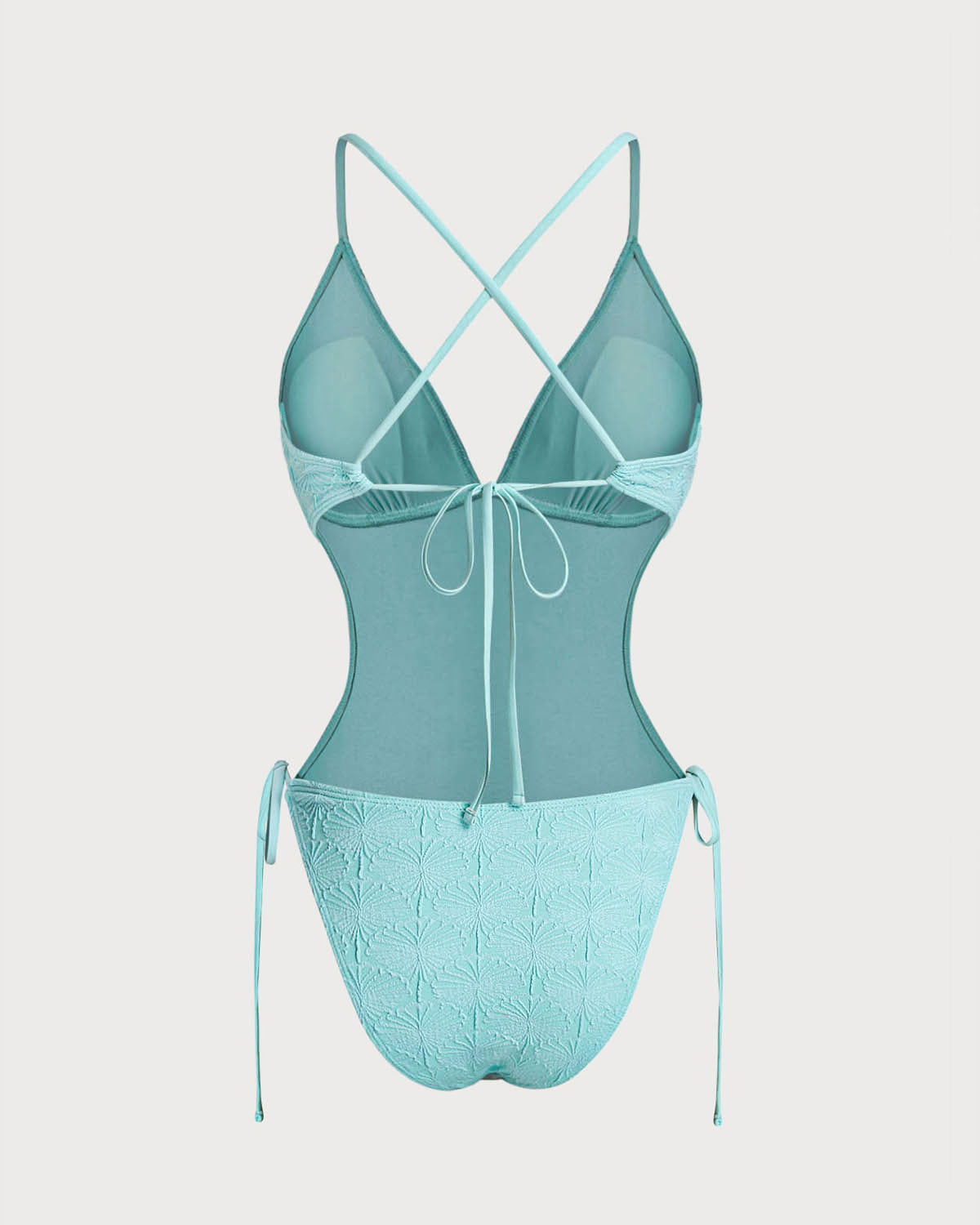 Mavi Dokulu Bralet Tek Parça Mayo Swimwear