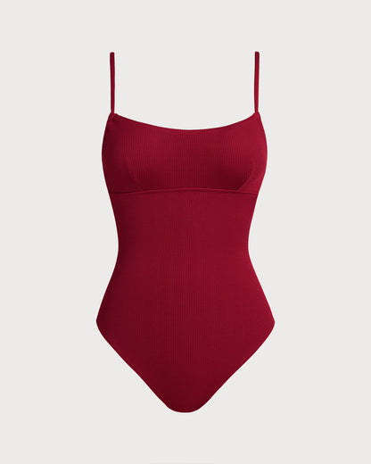 Kırmızı Bralet Çapraz Tek Parça Mayo Swimwear