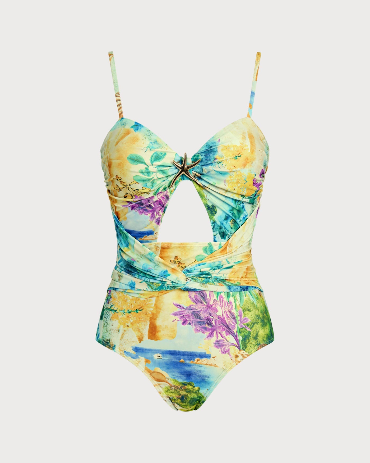 Çiçek Desenli Burgulu Tek Parça Mayo Swimwear