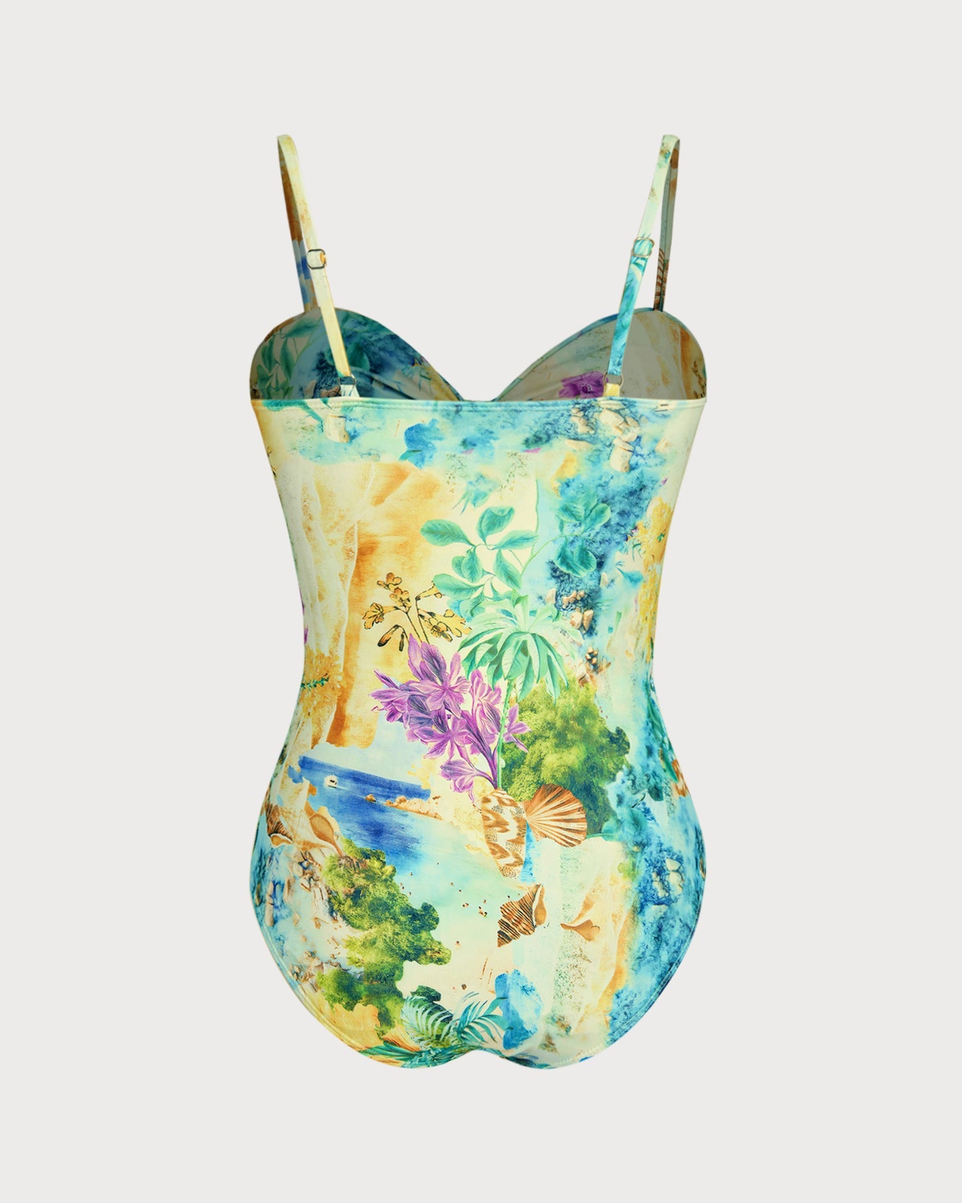 Çiçek Desenli Burgulu Tek Parça Mayo Swimwear