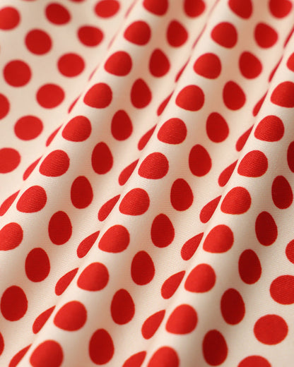 Kırmızı Puantiyeli U-Neck Volan Kol Tişört