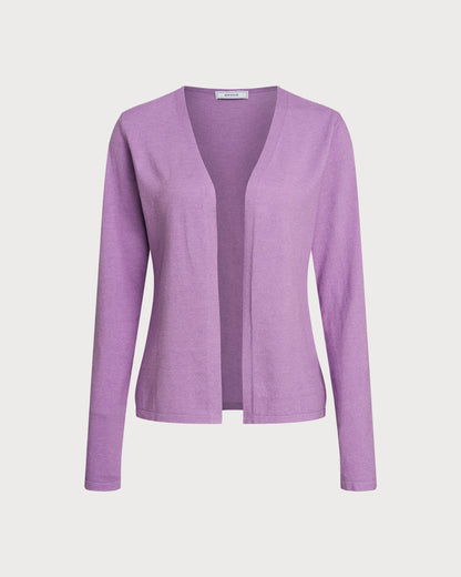 Mor Ribbed Triko Hırka