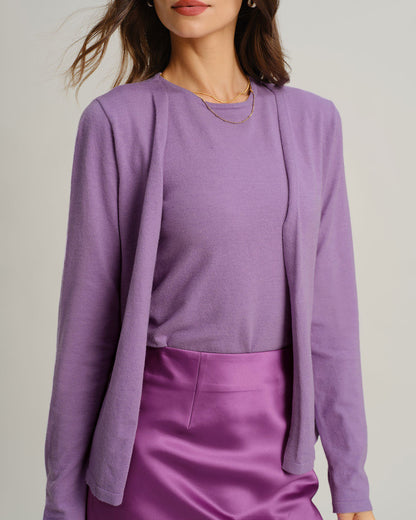 Mor Ribbed Triko Hırka