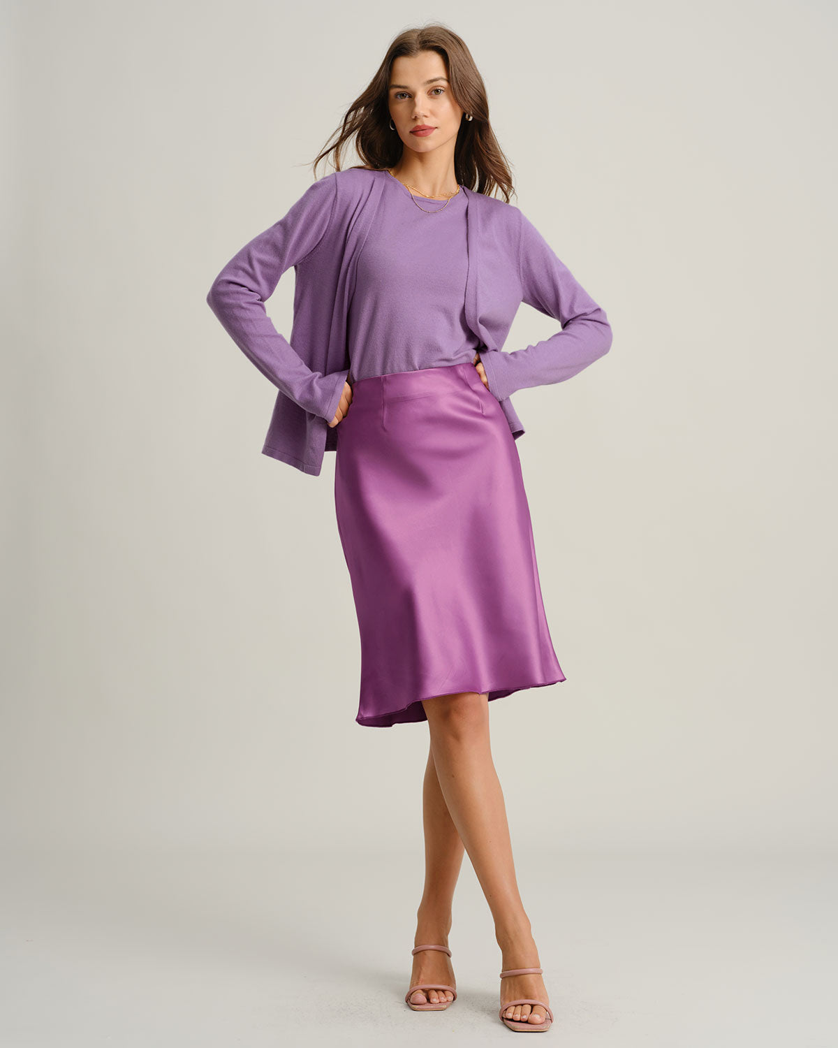 Mor Ribbed Triko Hırka