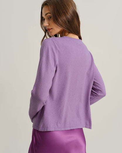 Mor Ribbed Triko Hırka