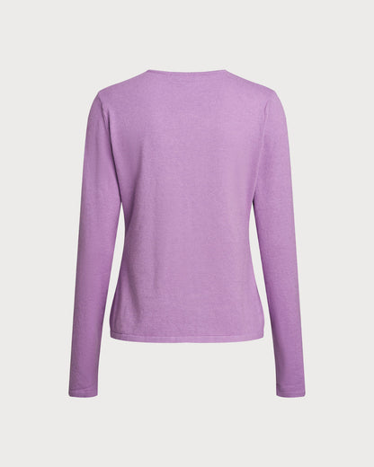 Mor Ribbed Triko Hırka