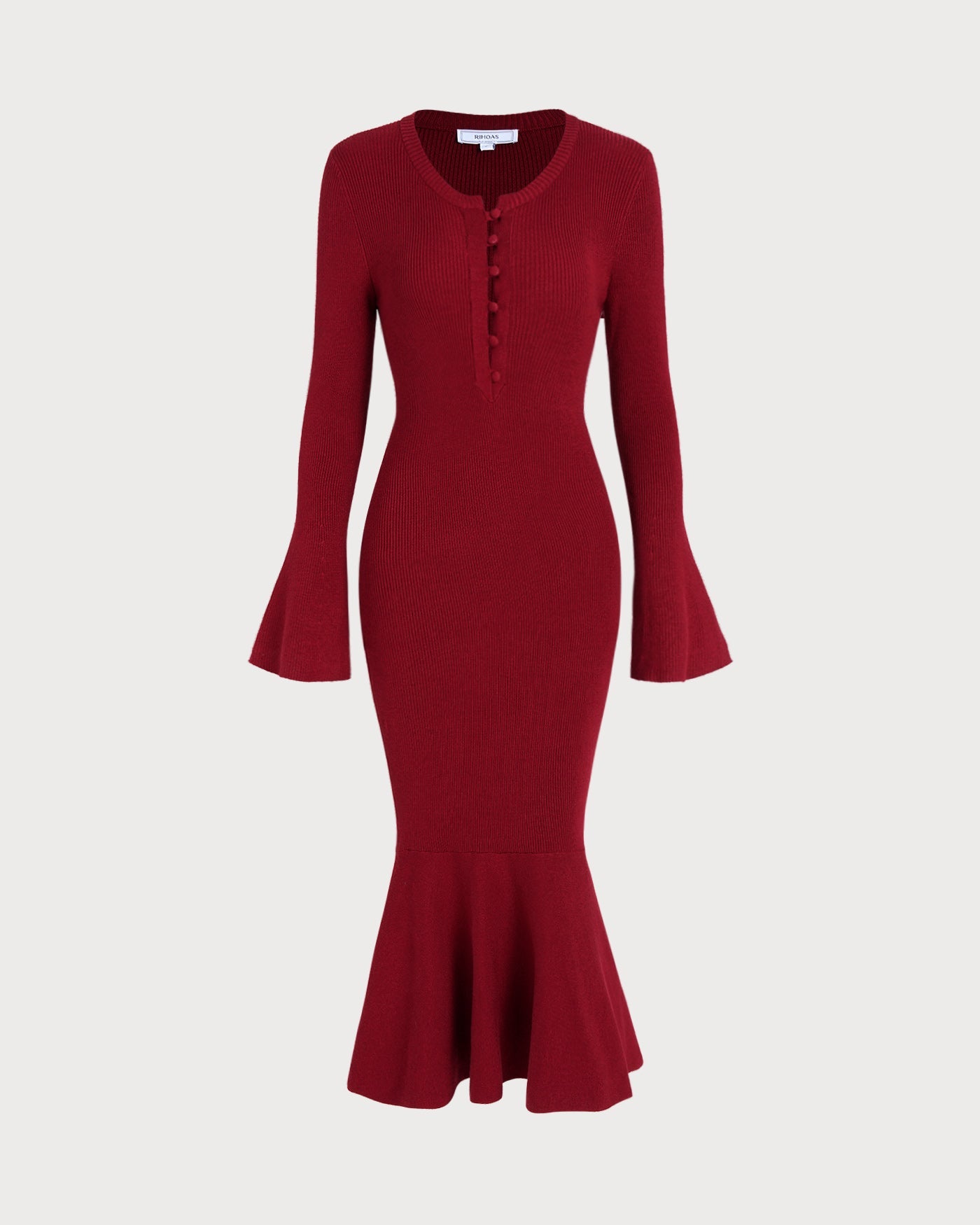 Bordo Balık Kesim Kazak Dresses