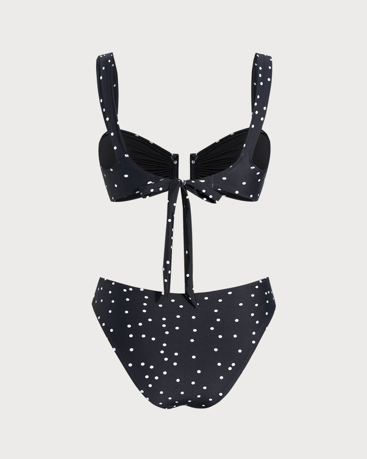 Siyah Polka Dots Bandeau Bikini Takımı