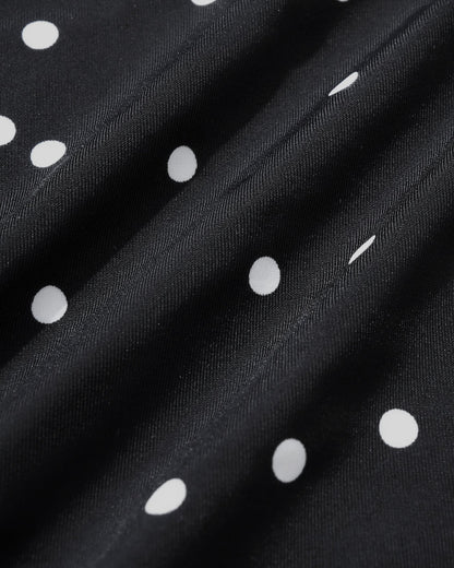 Siyah Polka Dots Tek Parça Mayo Swimwear