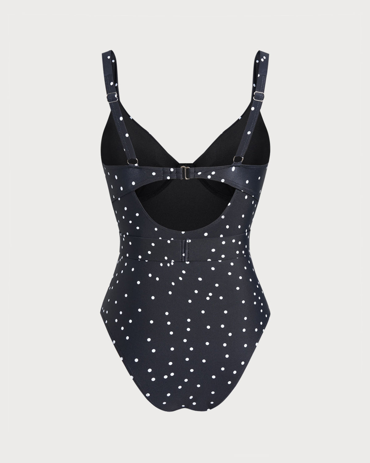 Siyah Polka Dots Tek Parça Mayo Swimwear