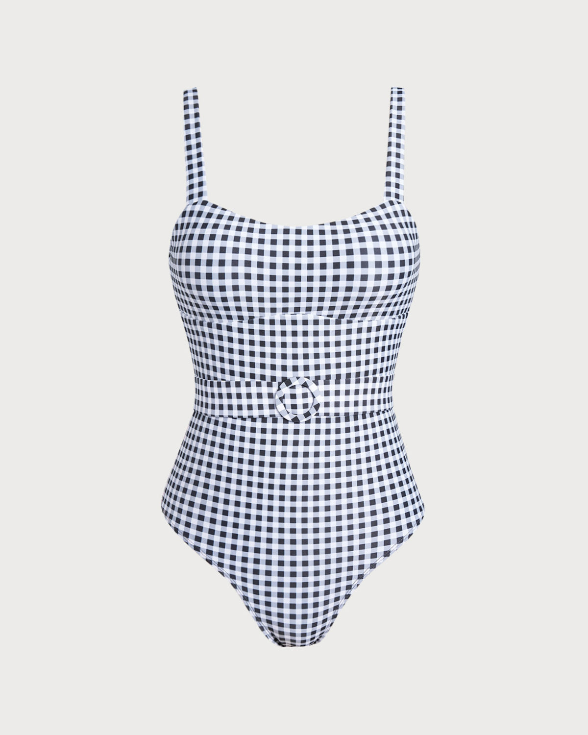 Siyah Ekoseli Tek Parça Mayo Swimwear