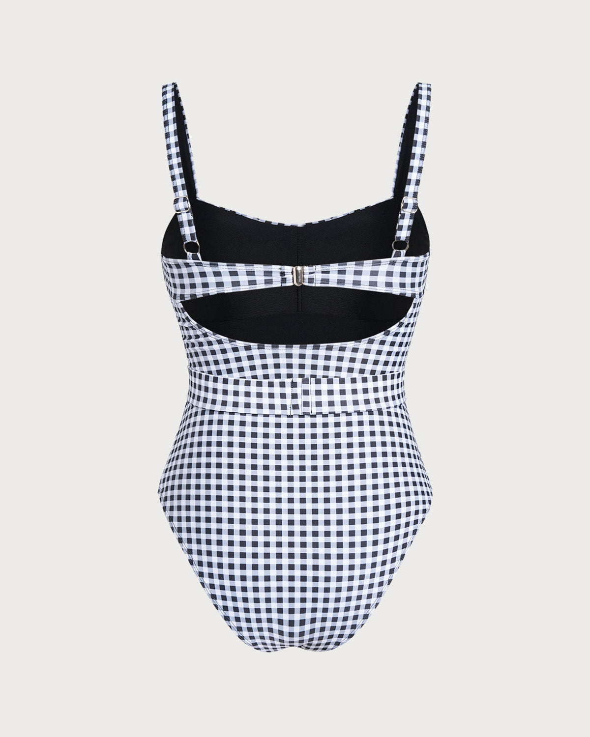 Siyah Ekoseli Tek Parça Mayo Swimwear