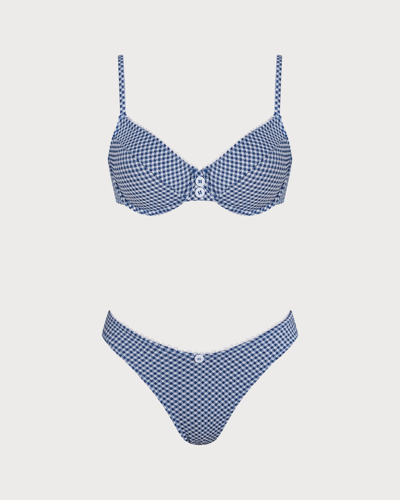 Mavi Ekoseli Balenli Bikini Takımı