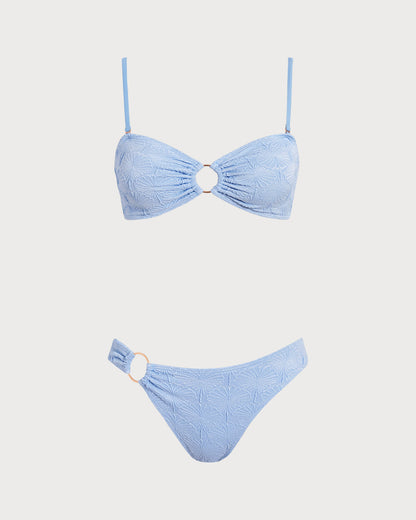 Mavi Jakarlı Dekolteli Bikini Takımı
