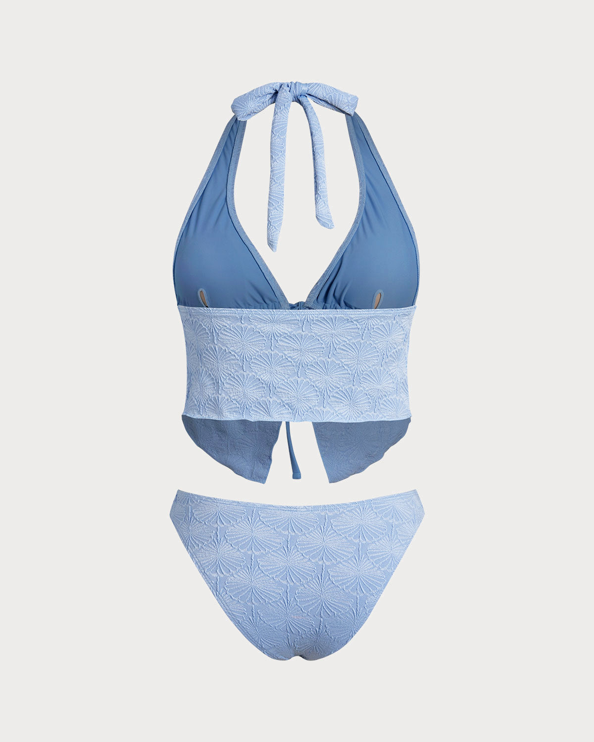Açık Mavi Knitted Tankini Set