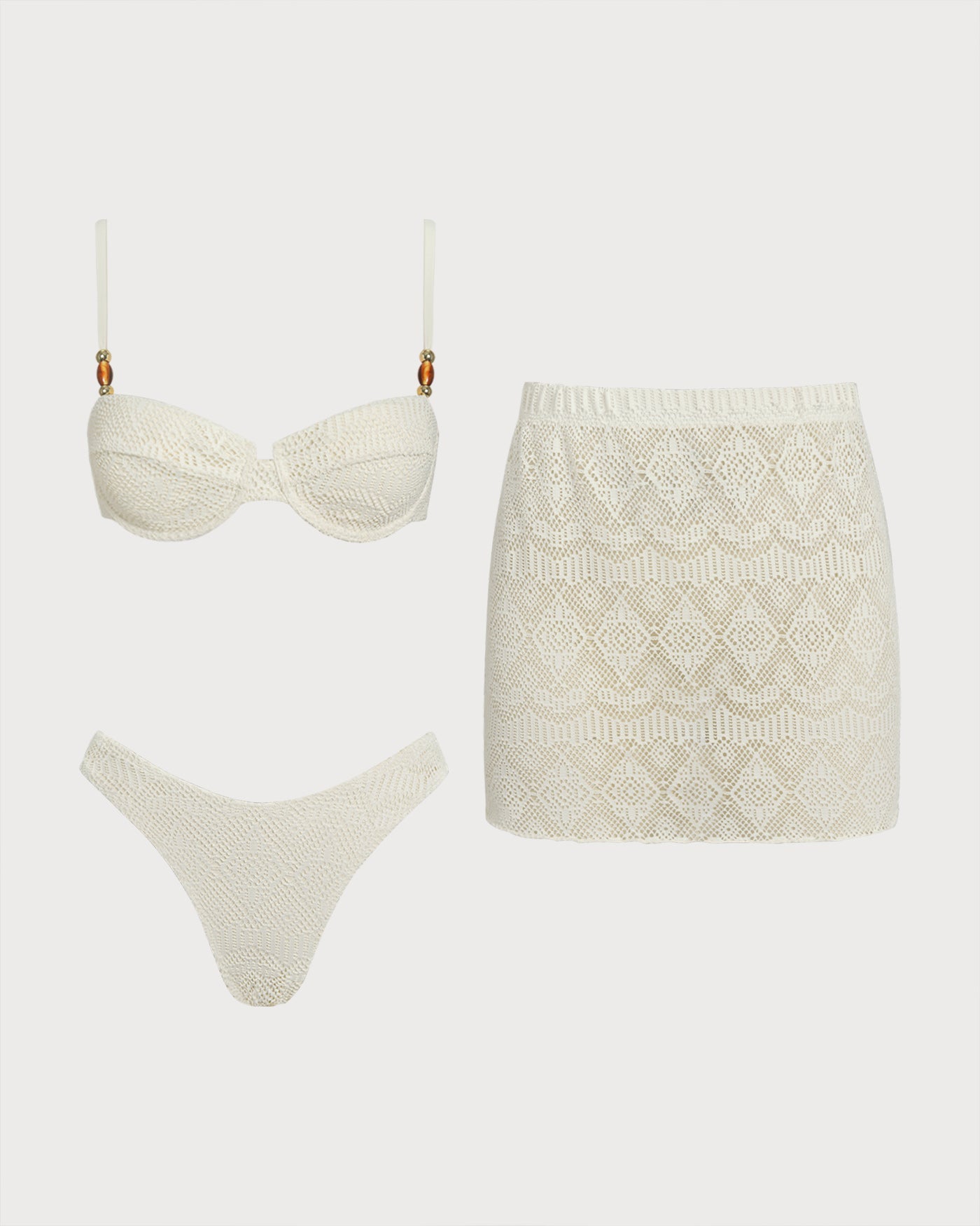Beyaz Dokulu Balenli Three-Piece Set