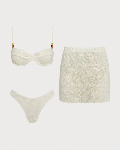 Beyaz Dokulu Balenli Three-Piece Set