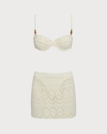 Beyaz Dokulu Balenli Three-Piece Set