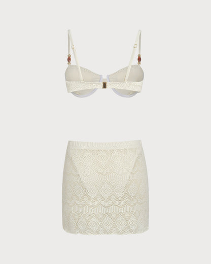 Beyaz Dokulu Balenli Three-Piece Set