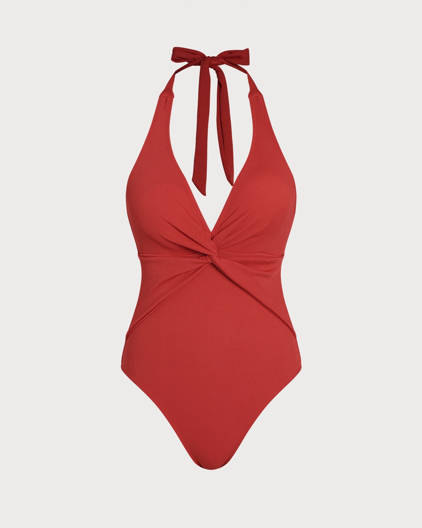 Kırmızı Boyundan Bağlamalı Üçgen Tek Parça Mayo Swimwear