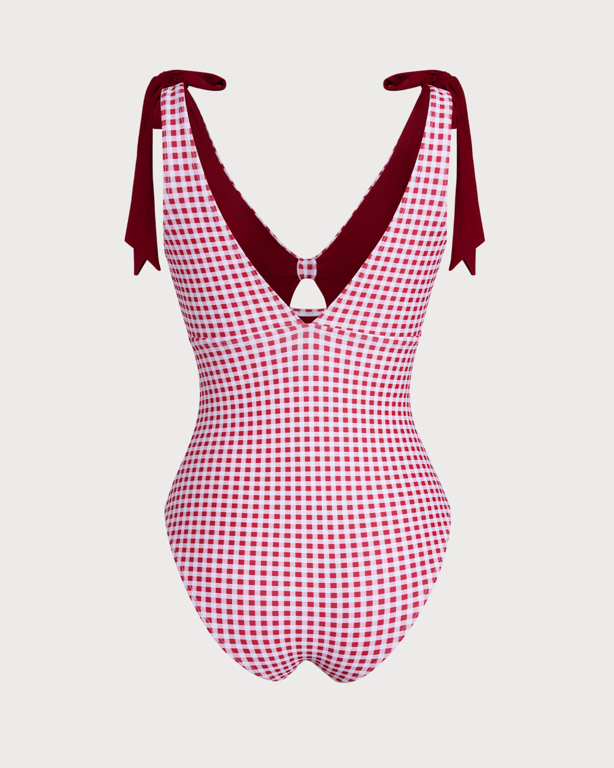 Bordo Ekoseli Tek Parça Mayo Swimwear