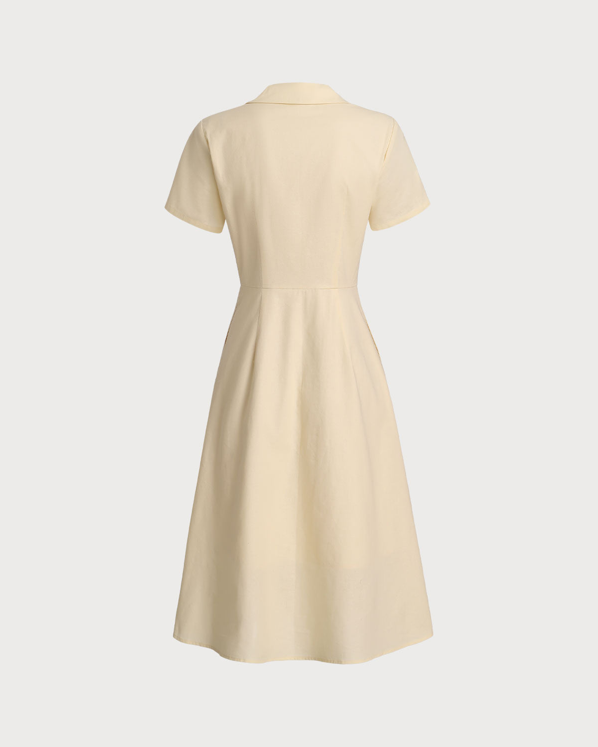 Sarı Düğmeli Kısa Sleeve Midi Elbise