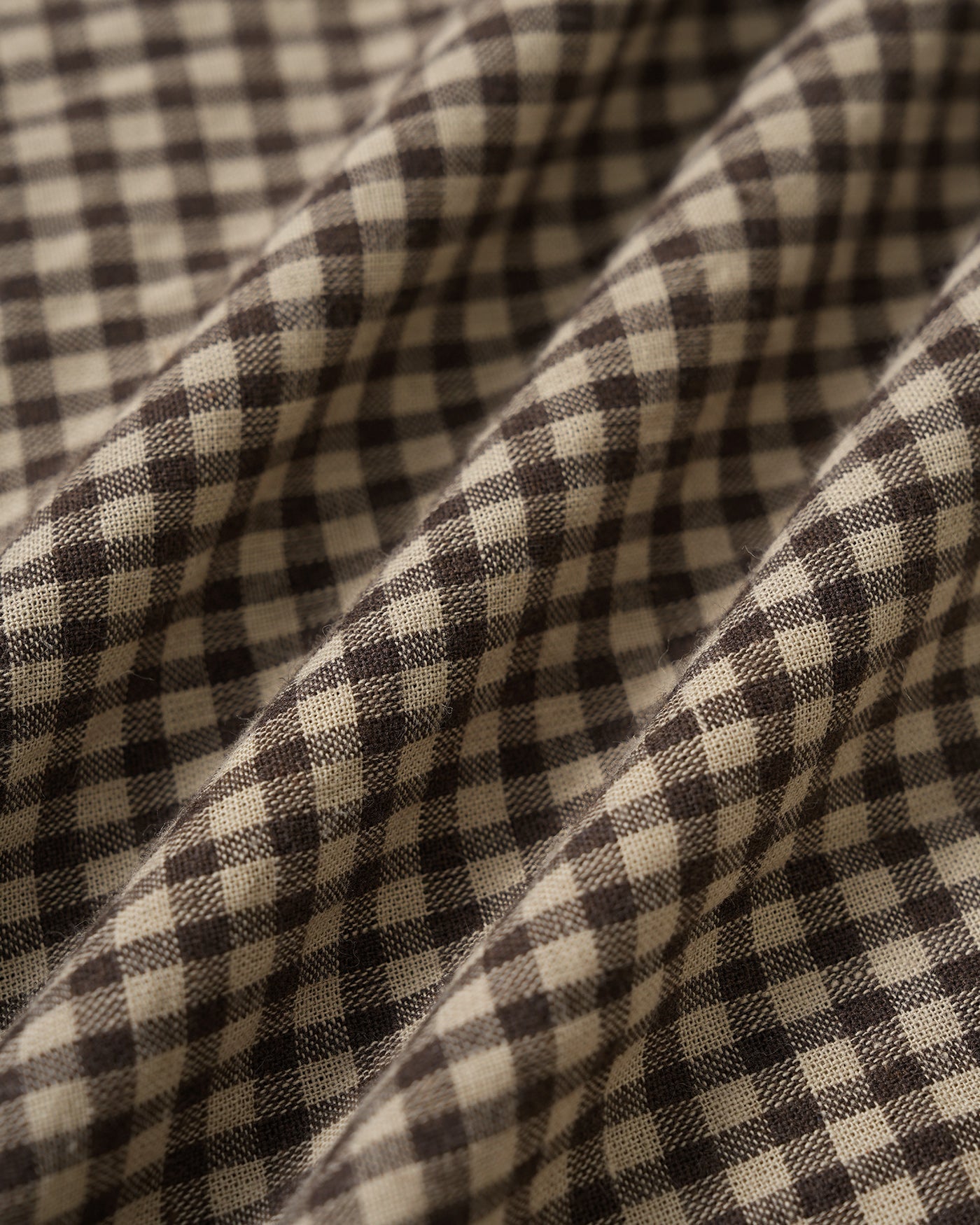 Kahverengi Gingham Yakalı Pamuk Mini Elbise