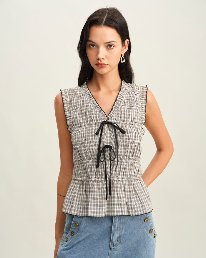 Siyah Ekoseli Bowknot Atlet