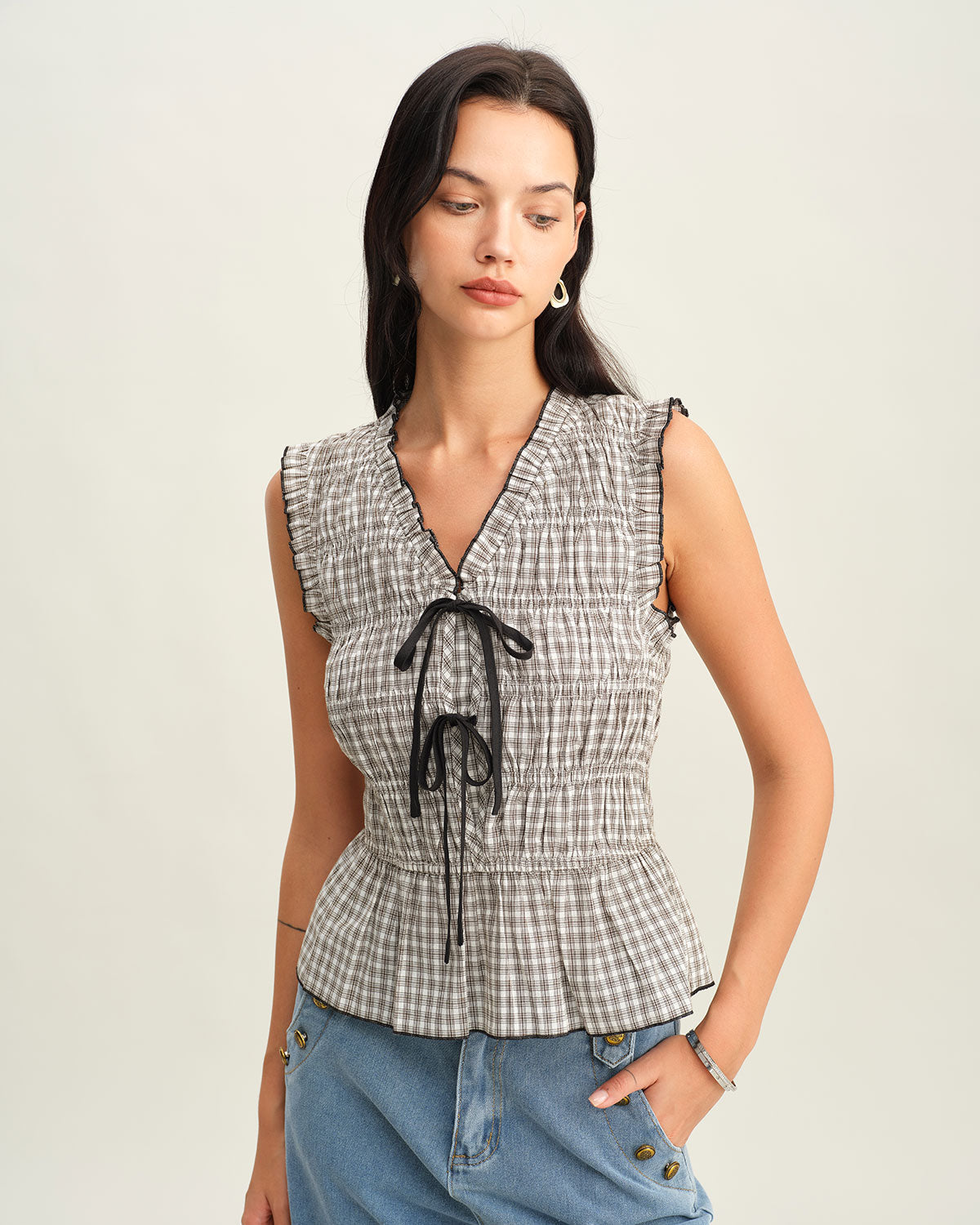 Siyah Ekoseli Bowknot Atlet